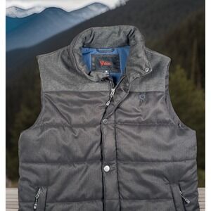 Stoic Insulated Puffer Vest Men M Gray/Black Full Zip/Snap Quilted- Pockets-EUC